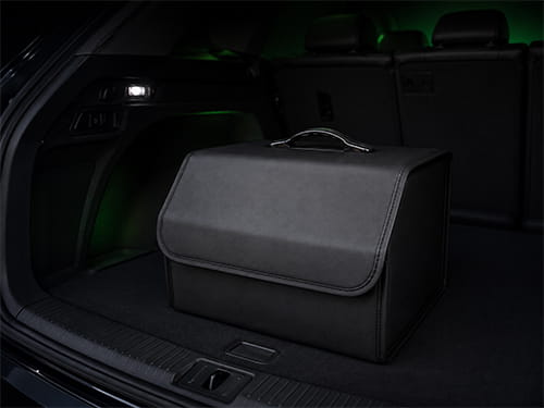 PU leather collapsible trunk organizer with storage pockets in a car boot